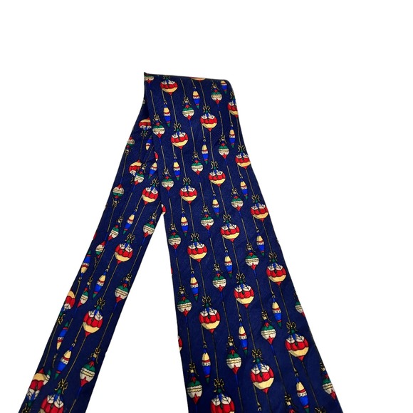 HOLIDAY CHRISTMAS ORNAMENT ALL OVER PRINT SILK MEN’S TIE - Picture 3 of 4